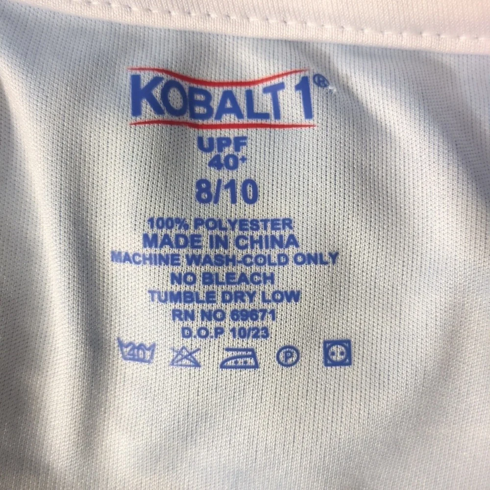 Kobalt 1 Blue Oceanic Fish Print Swim Top Long Sleeve For Kids Size 8/10 Upf 40' - Picture 3 of 3